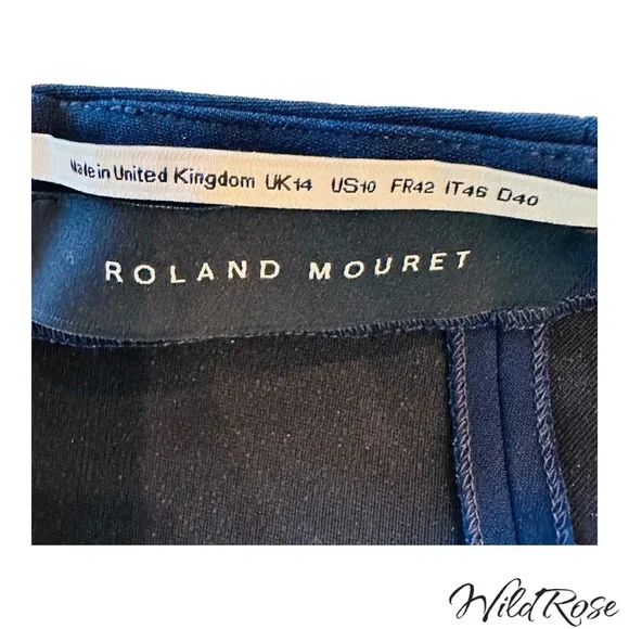 ROLAND MOURET NAVY BLUE BLACK LAC3 & VELVET PENCIL SKIRT SZ US 10 - Picture 16 of 17